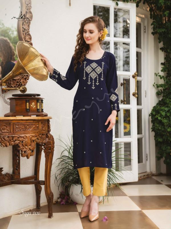 Mayur Saga 2 Rayon Designer Embroidery Kurti Collection